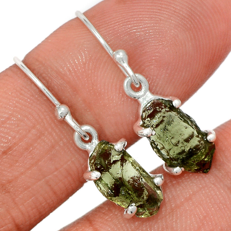 1.1" Claw - Moldavite Earrings - MLDE208