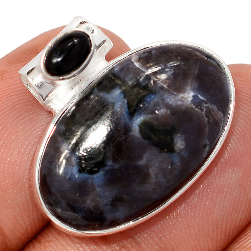 0.8" Mystic Merlinite Crystal & Black Onyx Cabochon Pendants - MMCP466