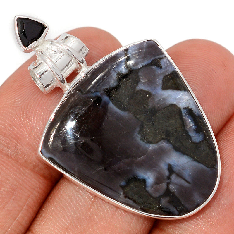 1.7" Mystic Merlinite Crystal & Black Onyx Faceted Pendants - MMCP467