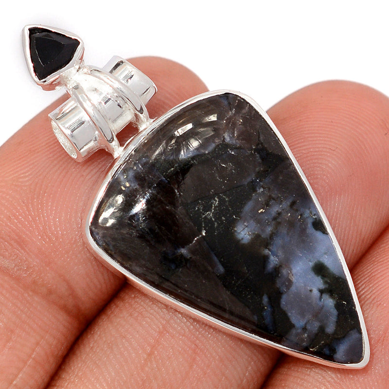 1.8" Mystic Merlinite Crystal & Black Onyx Faceted Pendants - MMCP468