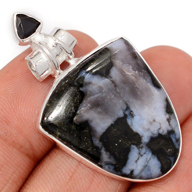 1.6" Mystic Merlinite Crystal & Black Onyx Faceted Pendants - MMCP469