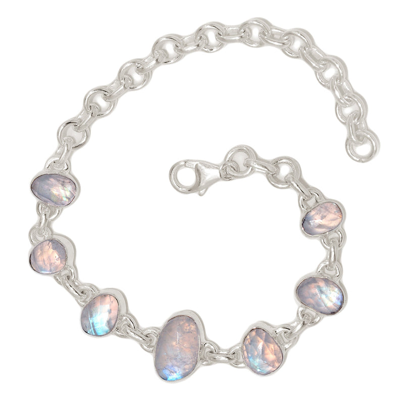 8.1" Rainbow Moonstone Faceted Bracelets - MNFB101