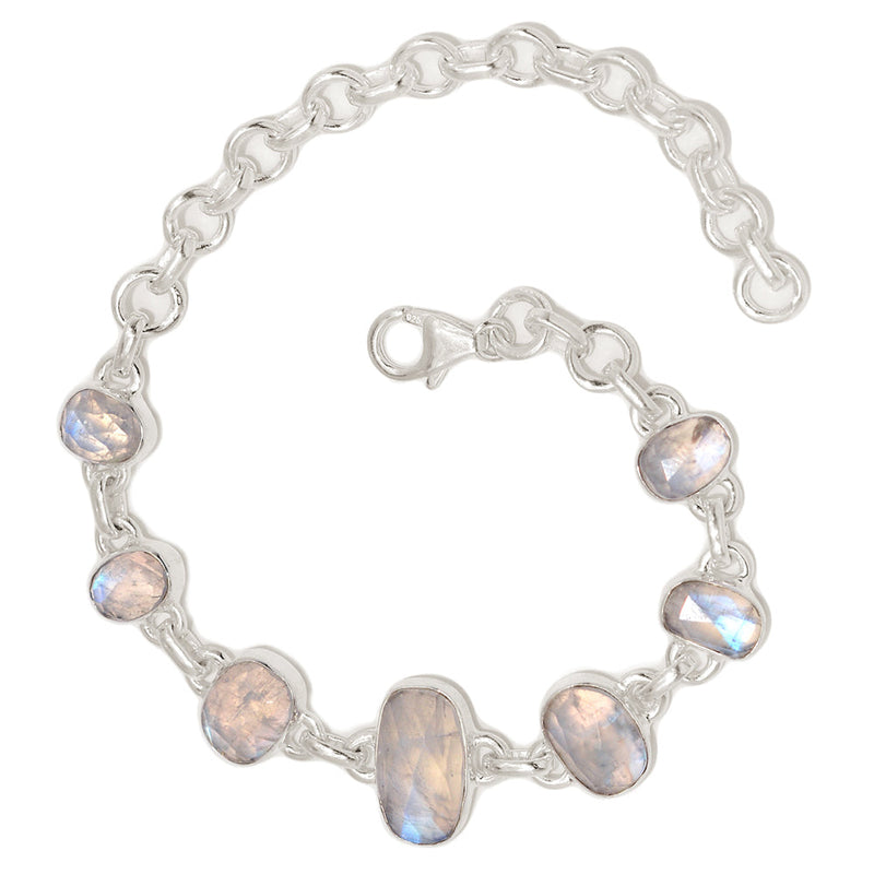 8.1" Rainbow Moonstone Faceted Bracelets - MNFB102