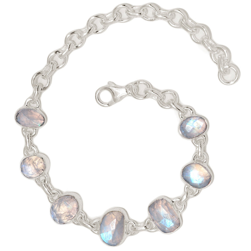 8.1" Rainbow Moonstone Faceted Bracelets - MNFB103