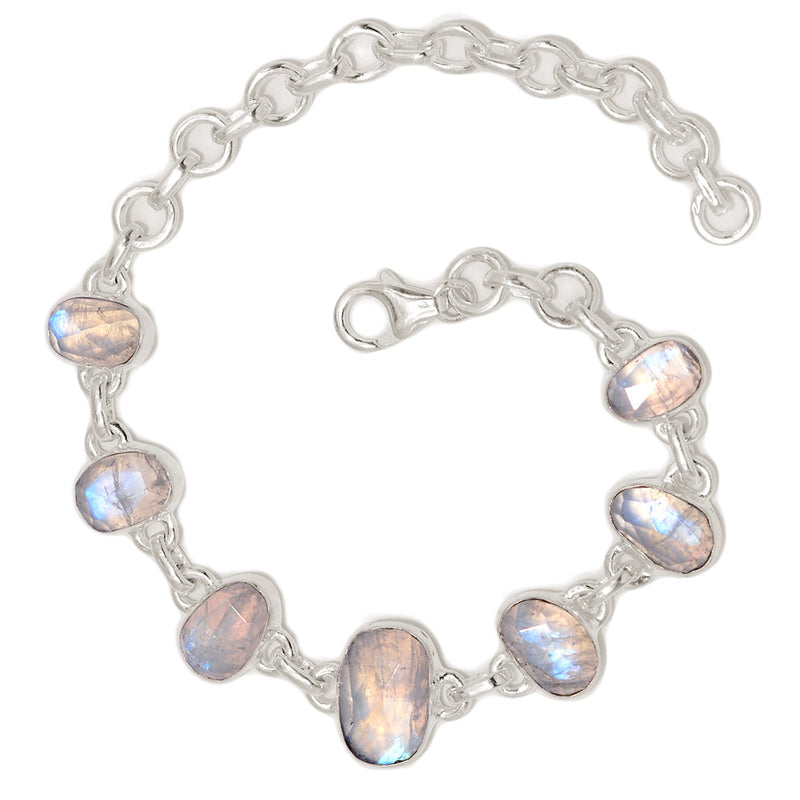 8" Rainbow Moonstone Faceted Bracelets - MNFB104