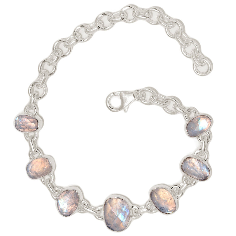 8.1" Rainbow Moonstone Faceted Bracelets - MNFB105