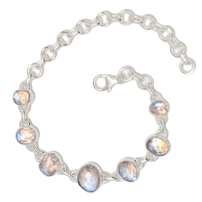 8.1" Rainbow Moonstone Faceted Bracelets - MNFB106