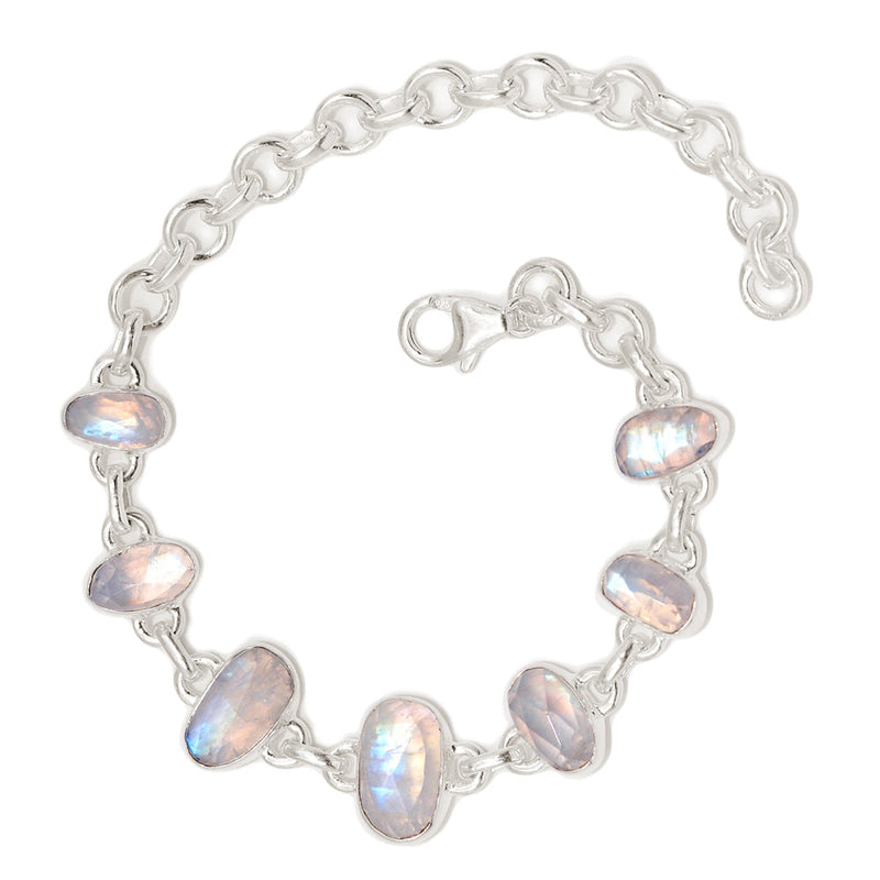 8.1" Rainbow Moonstone Faceted Bracelets - MNFB88