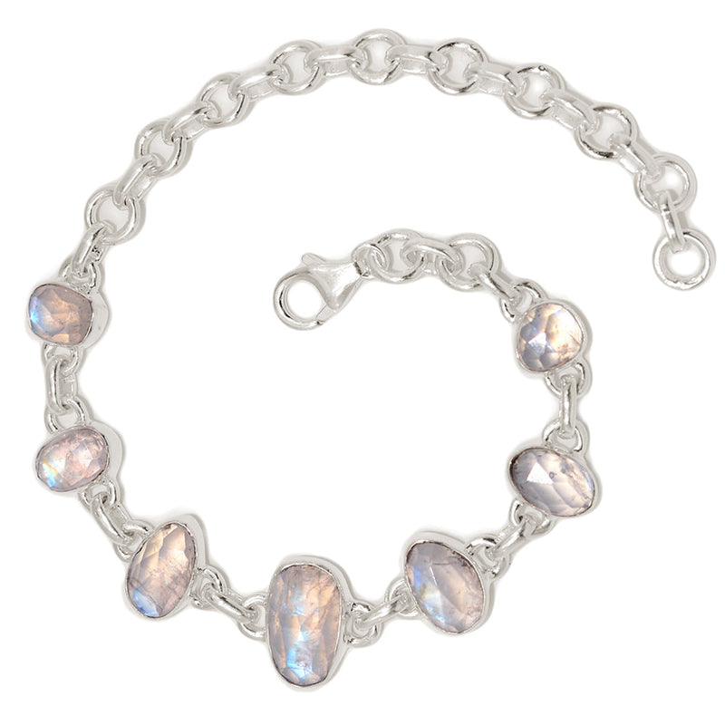 8.1" Rainbow Moonstone Faceted Bracelets - MNFB89
