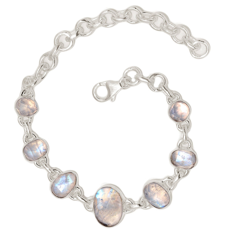 7.8" Rainbow Moonstone Faceted Bracelets - MNFB90