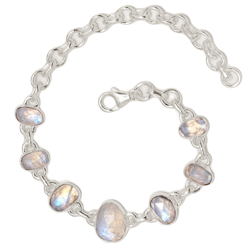 8.1" Rainbow Moonstone Faceted Bracelets - MNFB91