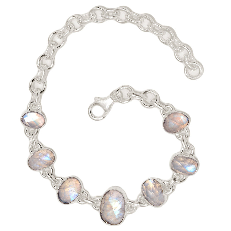 8.1" Rainbow Moonstone Faceted Bracelets - MNFB92