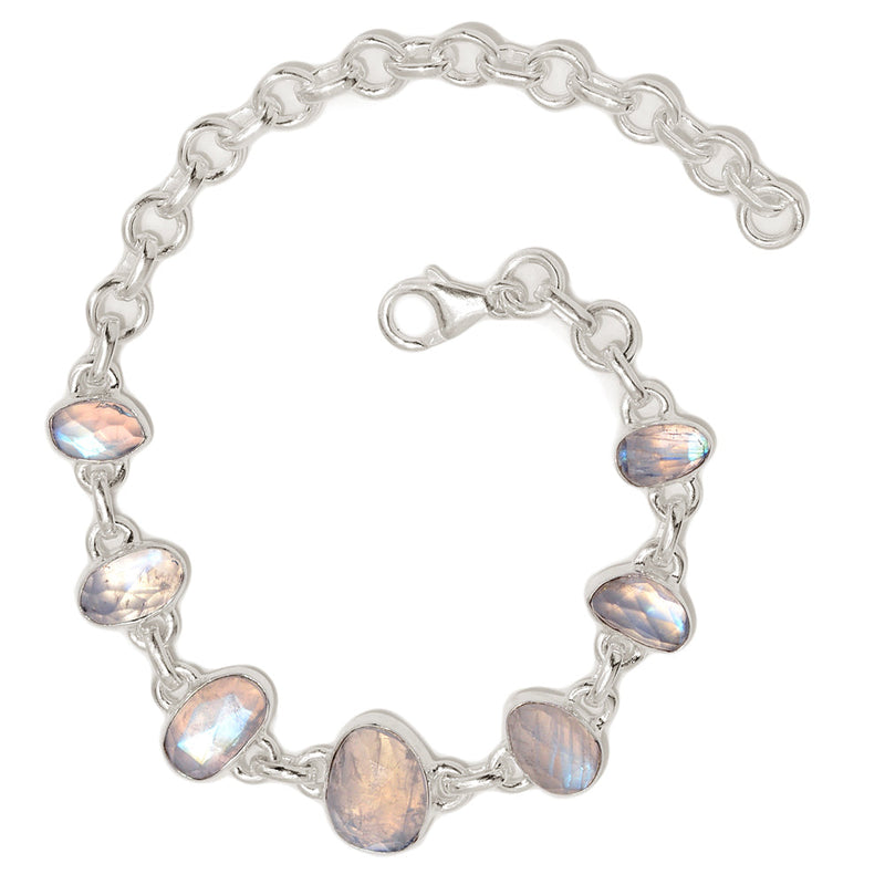 8.1" Rainbow Moonstone Faceted Bracelets - MNFB93