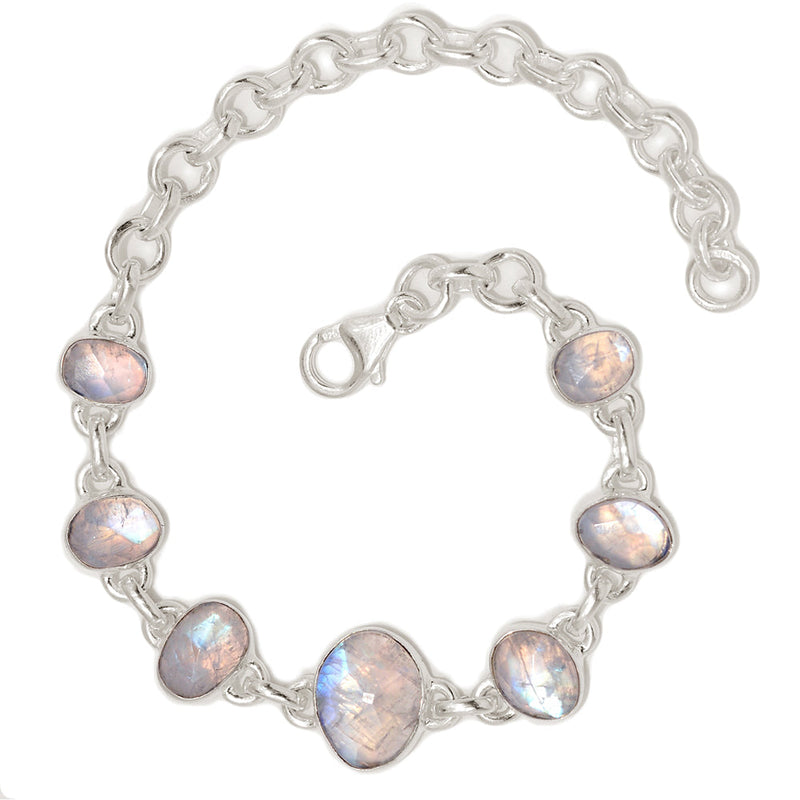 8.1" Rainbow Moonstone Faceted Bracelets - MNFB94
