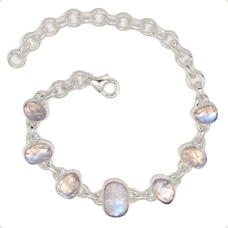 8.1" Rainbow Moonstone Faceted Bracelets - MNFB95