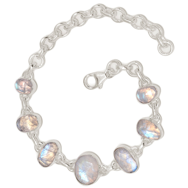 8" Rainbow Moonstone Faceted Bracelets - MNFB96