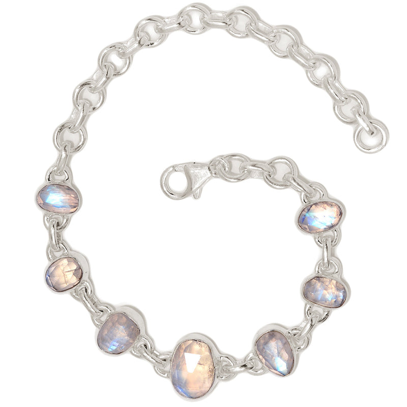 8" Rainbow Moonstone Faceted Bracelets - MNFB97