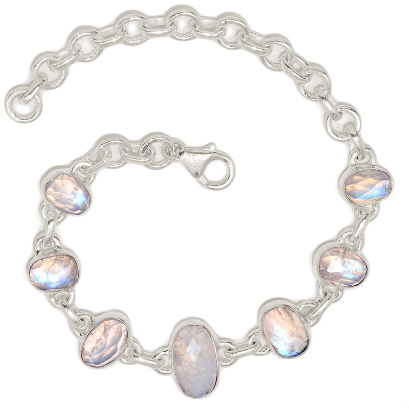 7.8" Rainbow Moonstone Faceted Bracelets - MNFB99
