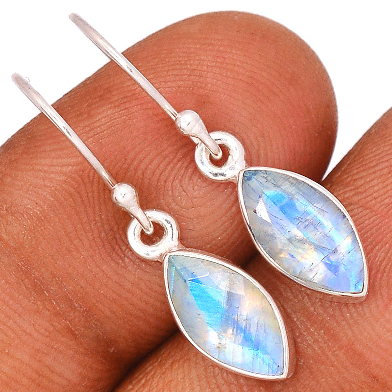 1.2" Rainbow Moonstone Faceted Earrings - MNFE535