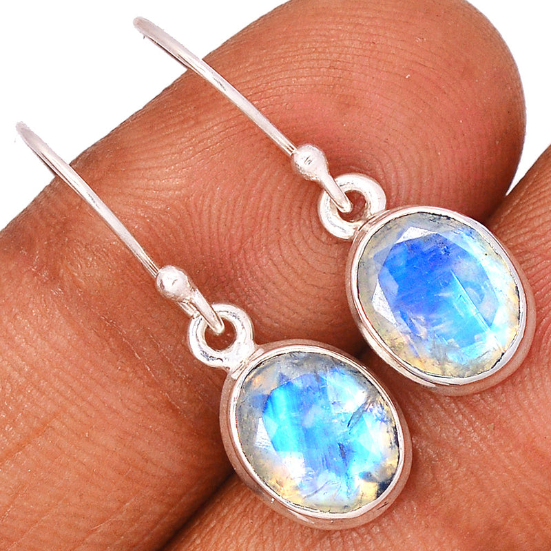 1.1" Rainbow Moonstone Faceted Earrings - MNFE537