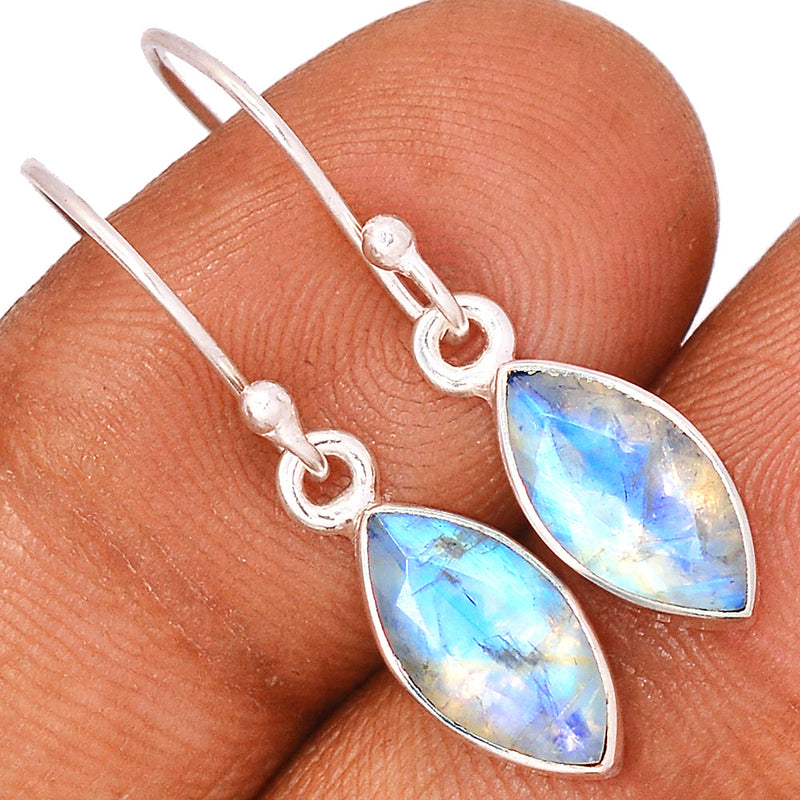 1.2" Rainbow Moonstone Faceted Earrings - MNFE540