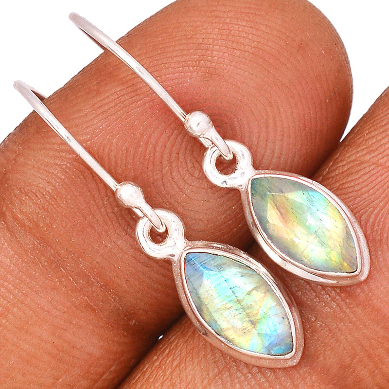 1.2" Rainbow Moonstone Faceted Earrings - MNFE544