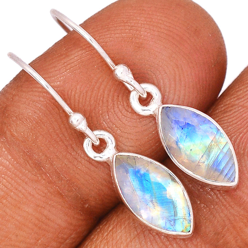 1.2" Rainbow Moonstone Faceted Earrings - MNFE547