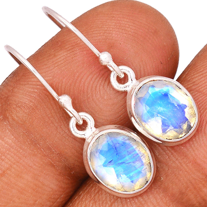 1.1" Rainbow Moonstone Faceted Earrings - MNFE552