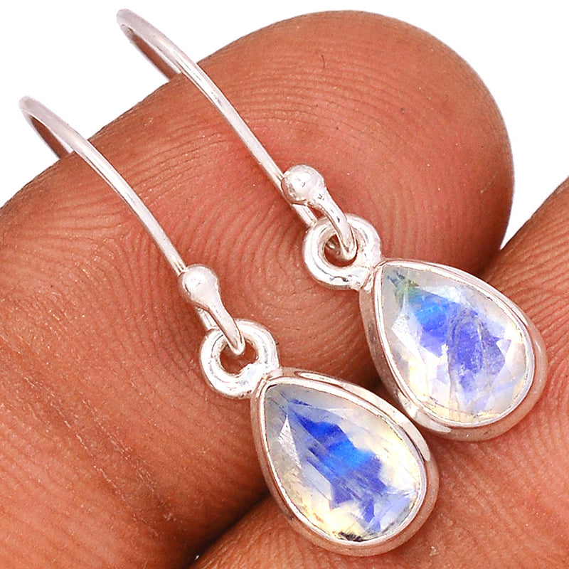 1.1" Rainbow Moonstone Faceted Earrings - MNFE557
