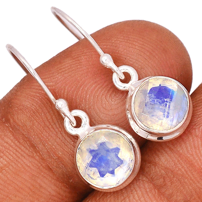 1.1" Rainbow Moonstone Faceted Earrings - MNFE559
