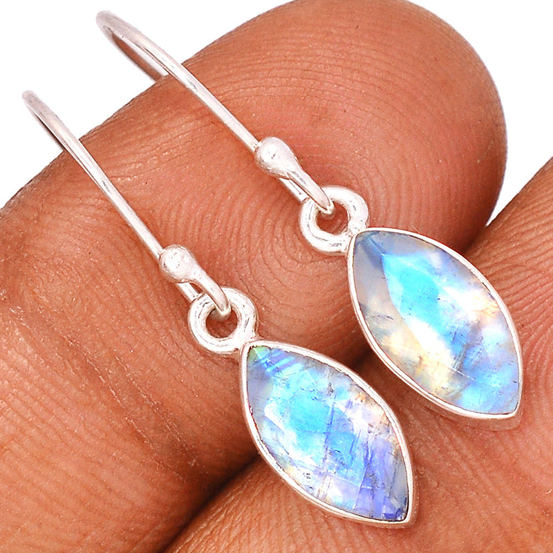 1.2" Rainbow Moonstone Faceted Earrings - MNFE560