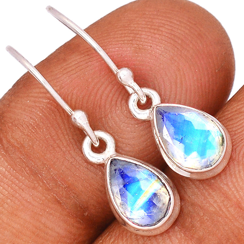 1.1" Rainbow Moonstone Faceted Earrings - MNFE561