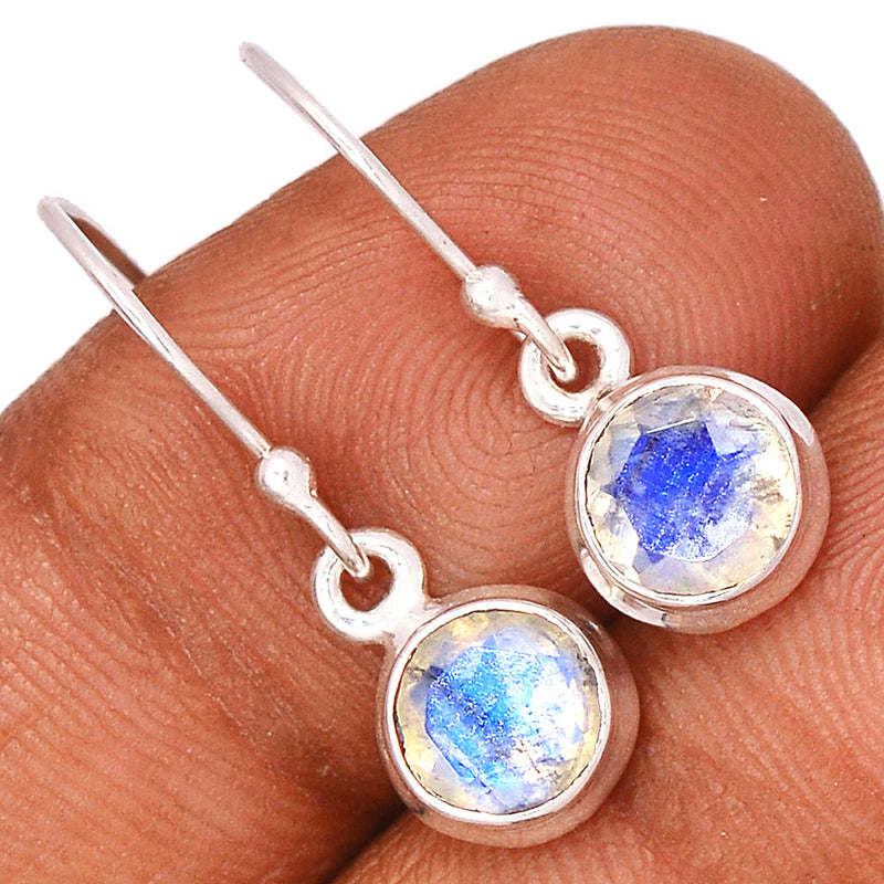 1" Rainbow Moonstone Faceted Earrings - MNFE563
