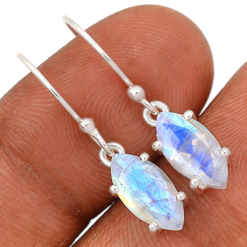 1.1" Claw - Rainbow Moonstone Faceted Earrings - MNFE568