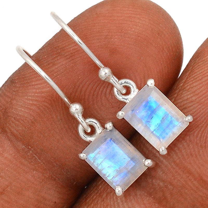 1" Claw - Rainbow Moonstone Faceted Earrings - MNFE579