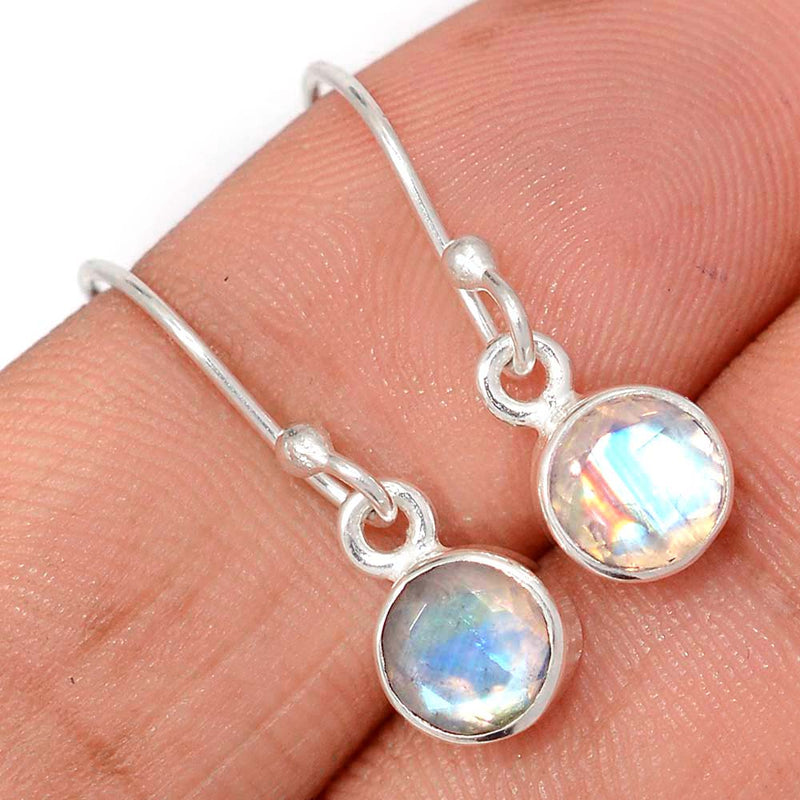 1" Rainbow Moonstone Faceted Earrings - MNFE658