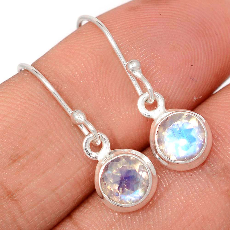 1" Rainbow Moonstone Faceted Earrings - MNFE662