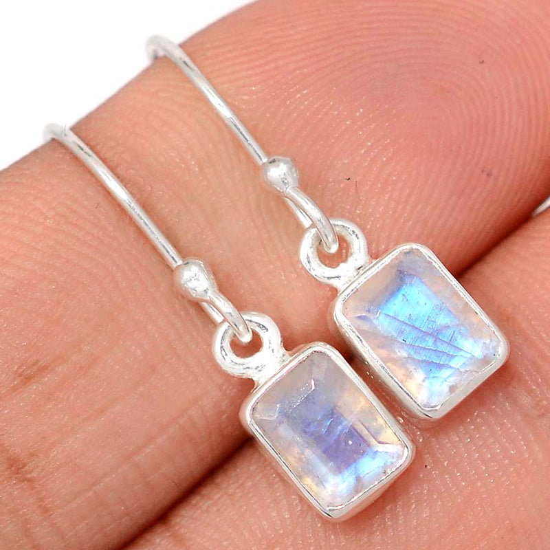 1.1" Rainbow Moonstone Faceted Earrings - MNFE663