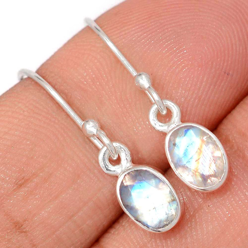 1" Rainbow Moonstone Faceted Earrings - MNFE666