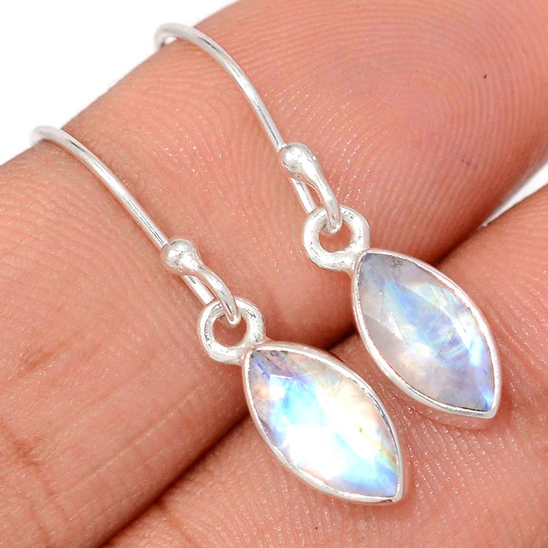 1.1" Rainbow Moonstone Faceted Earrings - MNFE667