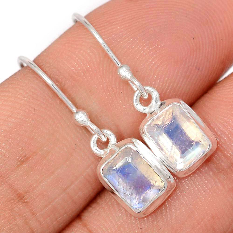 1.1" Rainbow Moonstone Faceted Earrings - MNFE668