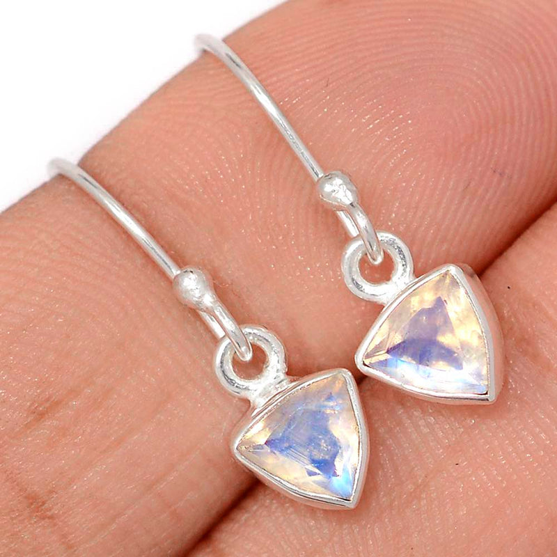 1" Rainbow Moonstone Faceted Earrings - MNFE674