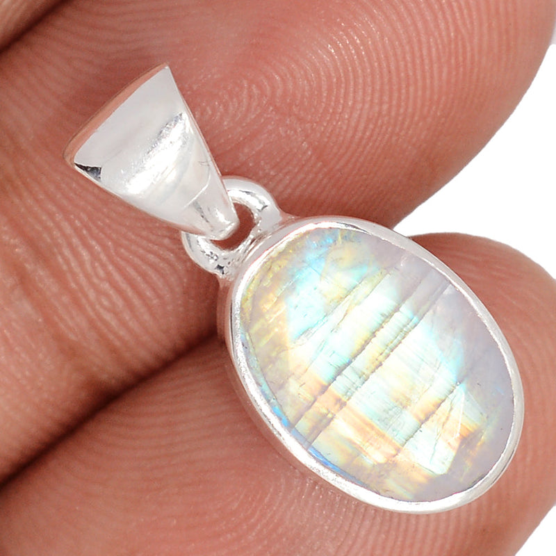 1" Rainbow Moonstone Faceted Pendants - MNFP1913