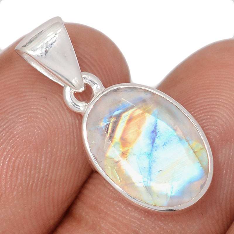 1" Rainbow Moonstone Faceted Pendants - MNFP1920
