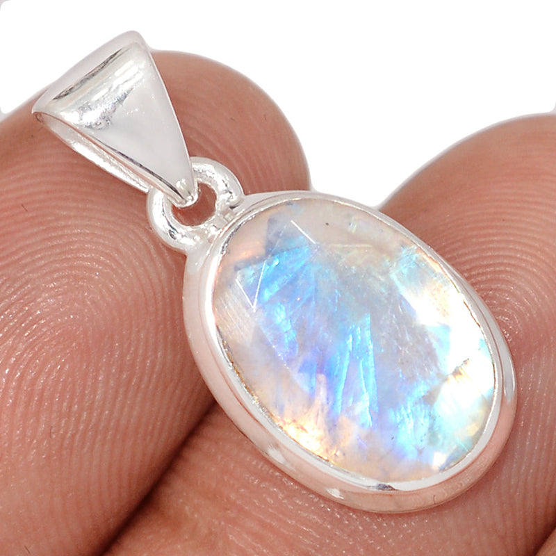 1" Rainbow Moonstone Faceted Pendants - MNFP1924