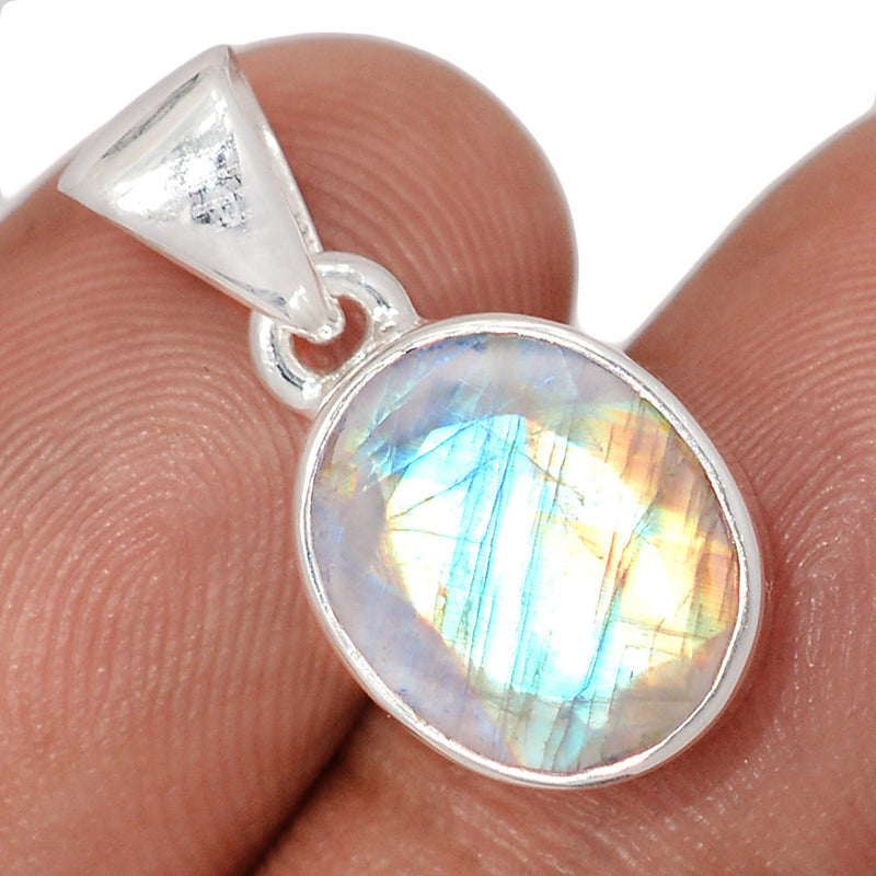 0.8" Rainbow Moonstone Faceted Pendants - MNFP1928