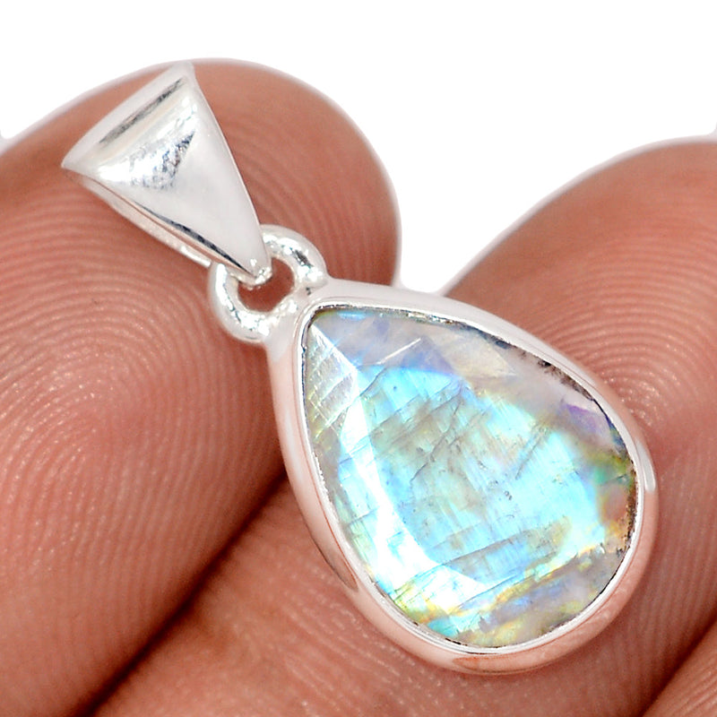 1" Rainbow Moonstone Faceted Pendants - MNFP1929