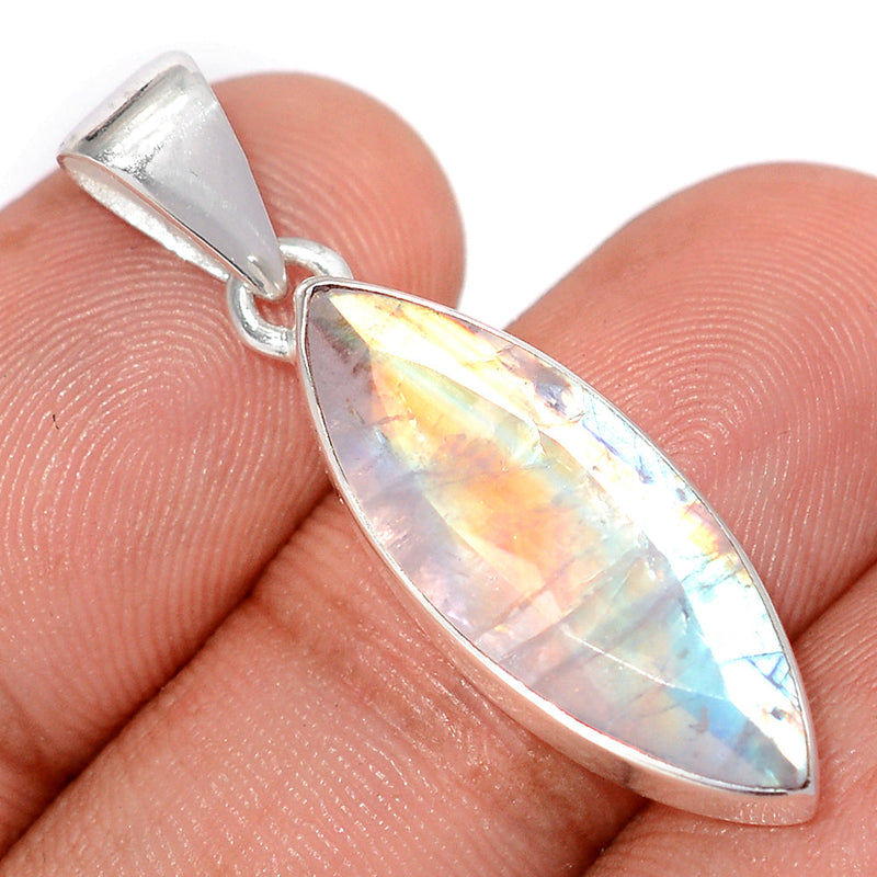 1.5" Rainbow Moonstone Faceted Pendants - MNFP1950
