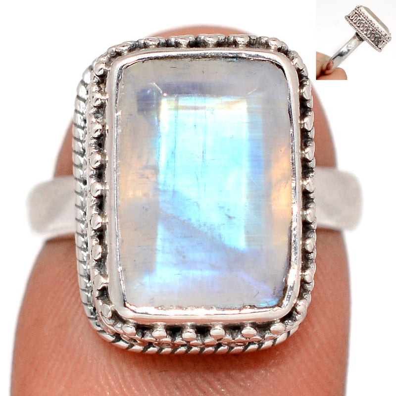 Fine Filigree - Rainbow Moonstone Faceted Ring - MNFR1745