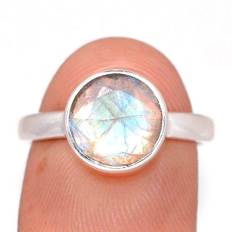 Rainbow Moonstone Faceted Ring - MNFR1761